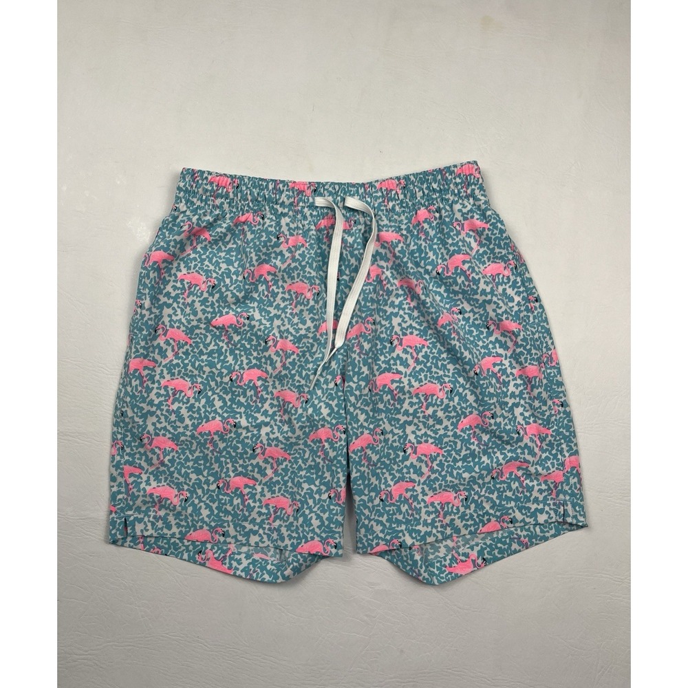 Chubbies Flamingo Swim Trunks Mens Small Blue Pink Pattern 7" Inseam Beach